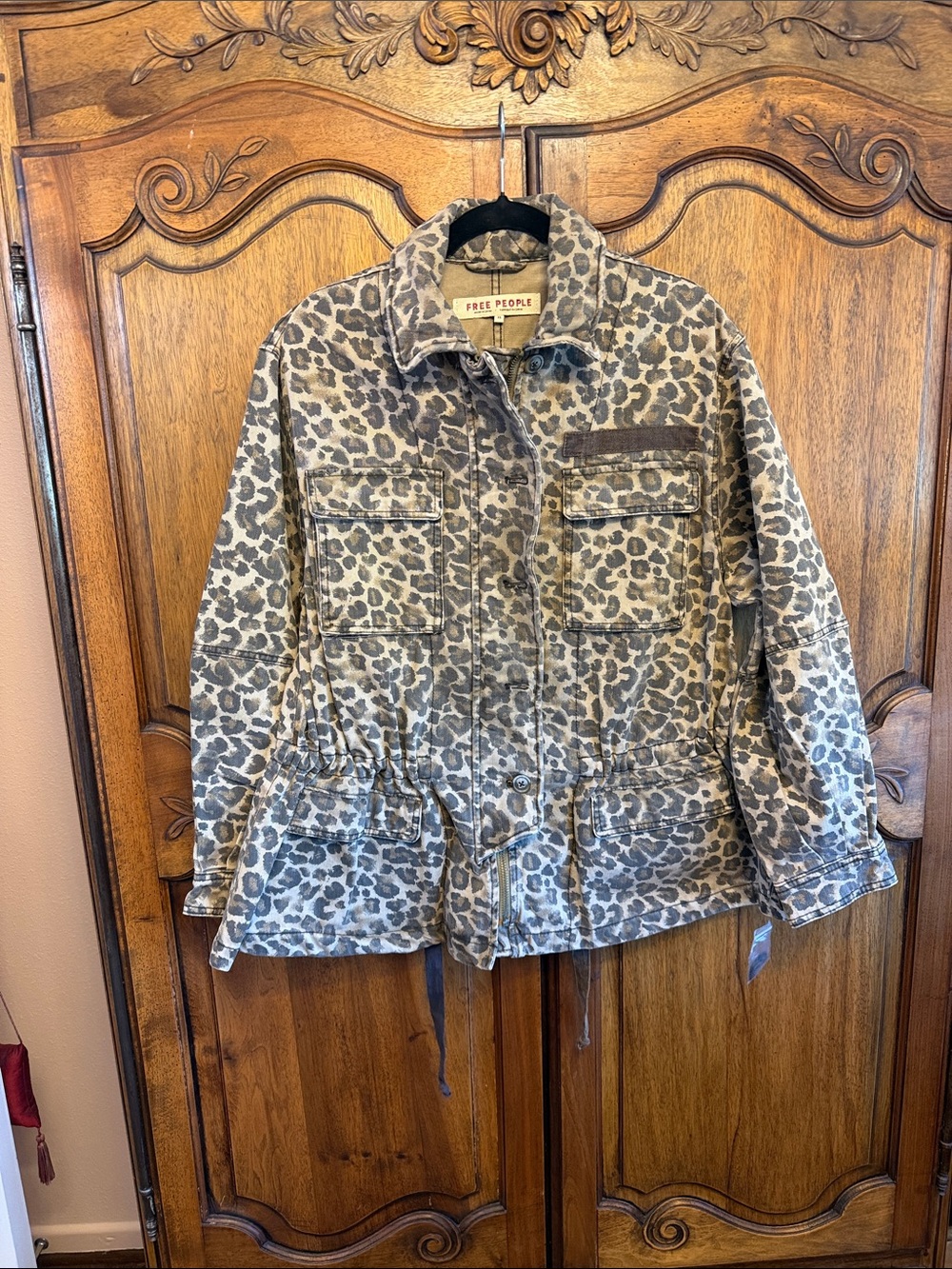 Free People Leopard Print Utility Jacket in Brown and Tan